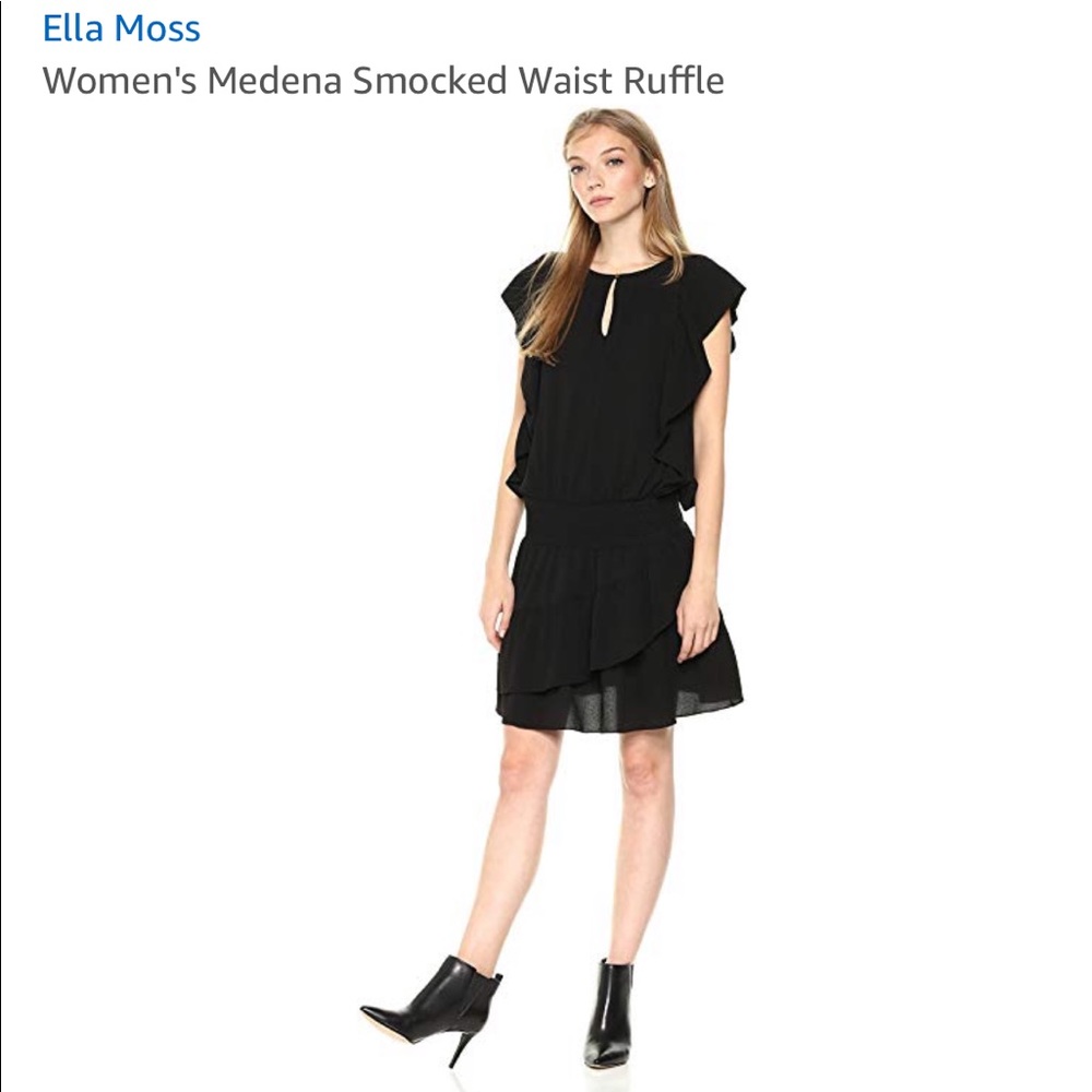 Women’s Black smocked waist ruffle dress